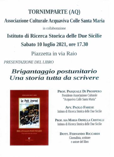 Presentazione del libro Brigantaggio postunitario Una storia tutta da scrivere
